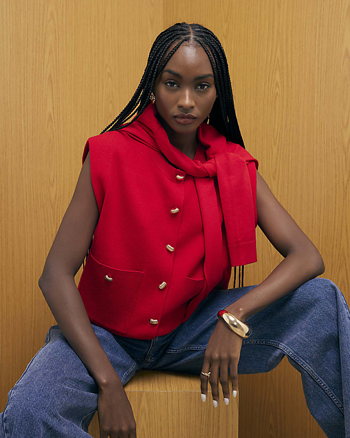 rosso maglia gilet