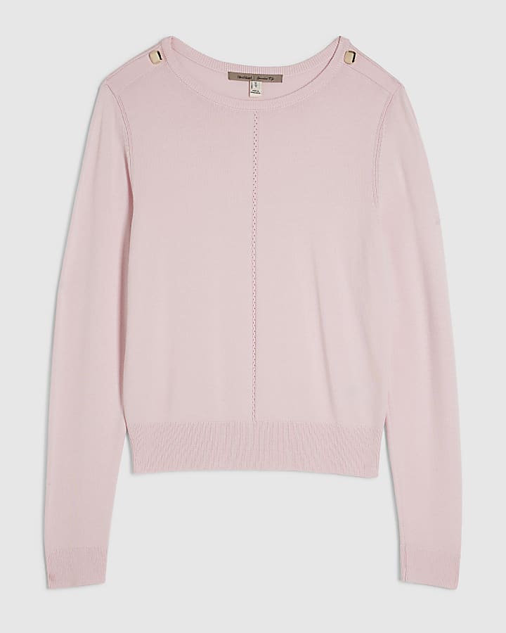 rosa manica lunga maglia top
