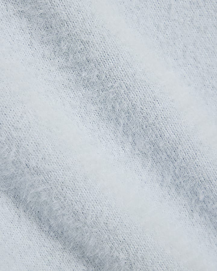 blu manica lunga asimmetrica morbidi top