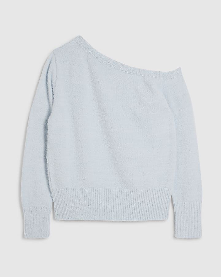 blu manica lunga asimmetrica morbidi top