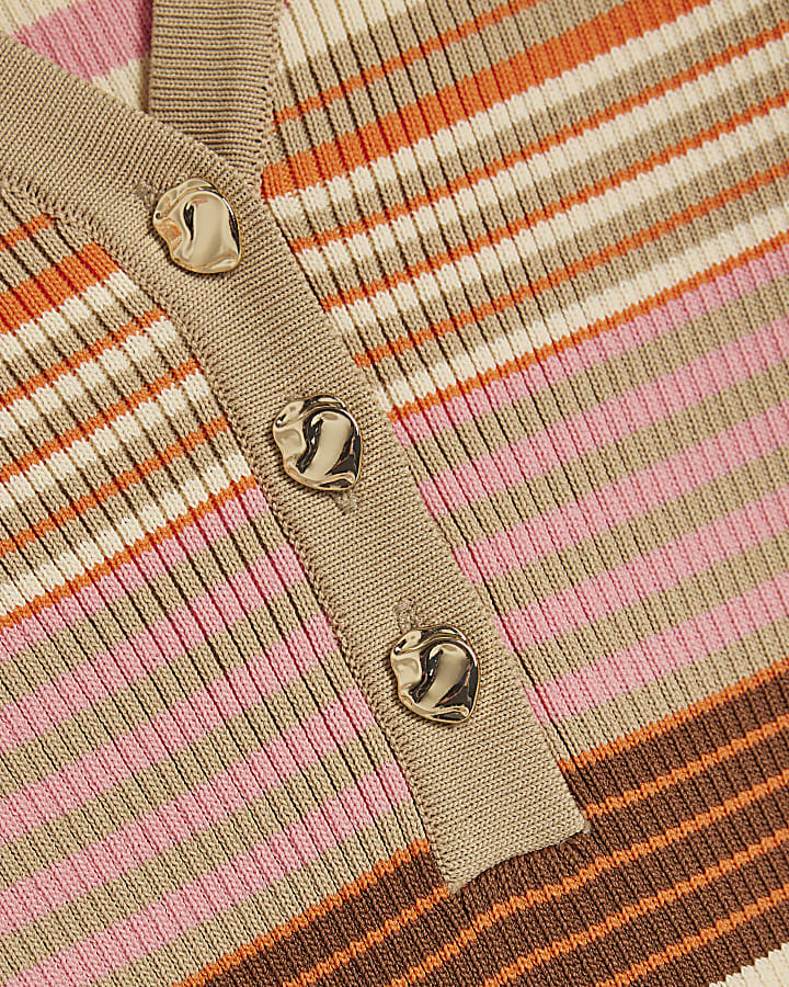 rosa maglia a righe a maniche lunghe polo top