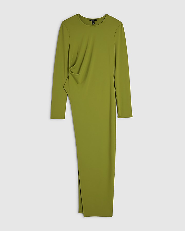 verde spallina lunga asimmetrica top