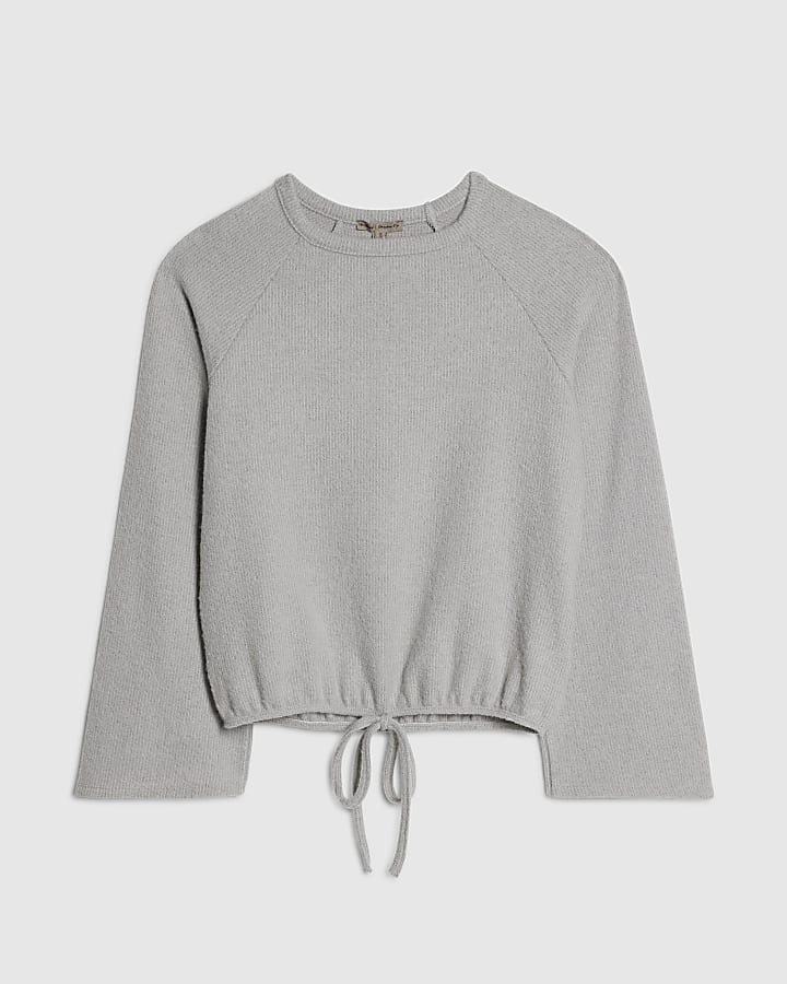 grigio orlo bolla rib top