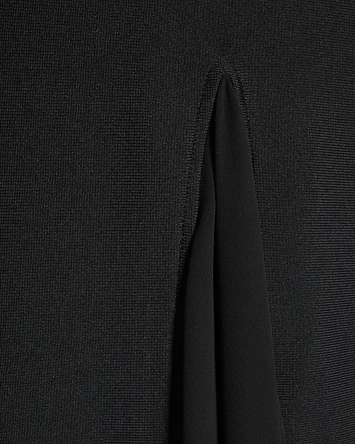 nero aderente gonna a godet maxi dress