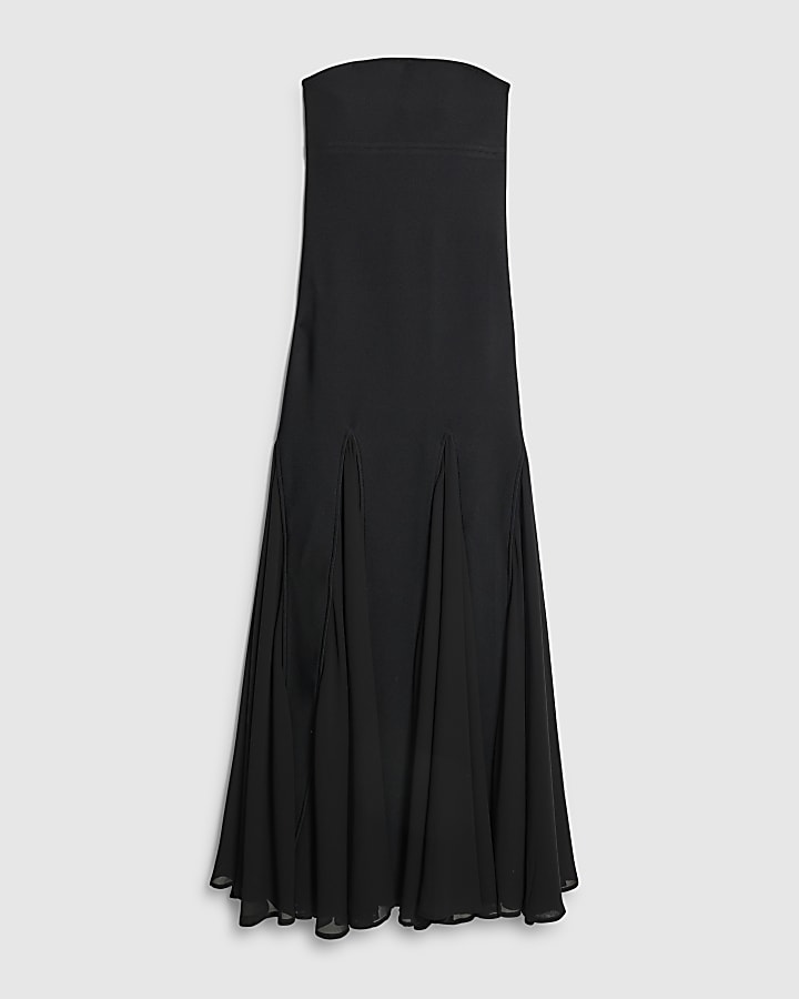 nero aderente gonna a godet maxi dress