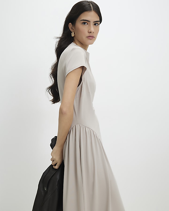 petite beige sciancrata maxi dress