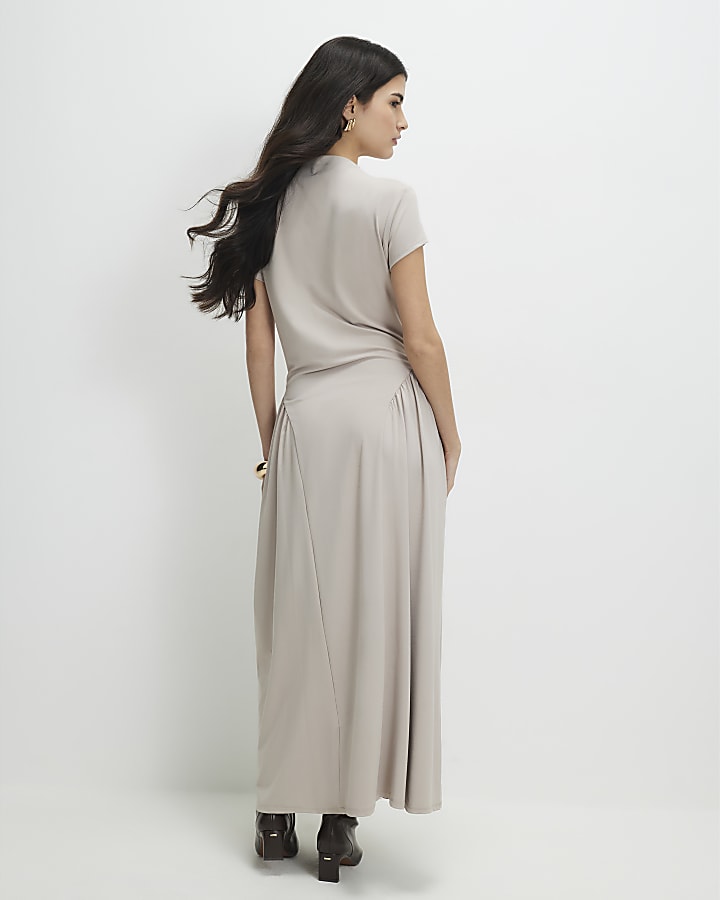petite beige sciancrata maxi dress