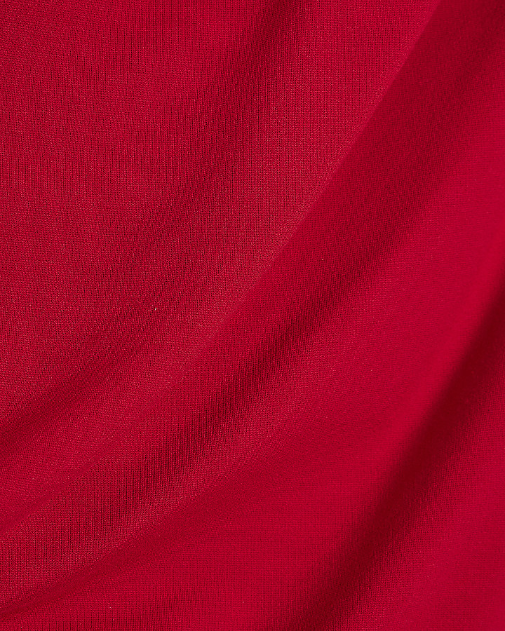 stretch rosso drappeggiato midi dress