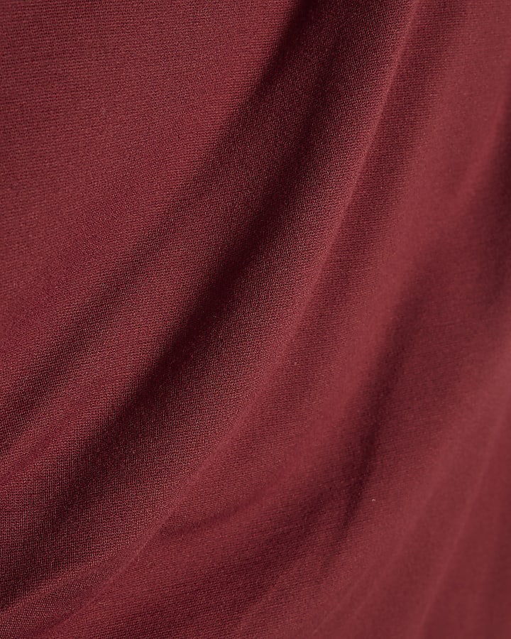 stretch rosso drappeggiato midi dress