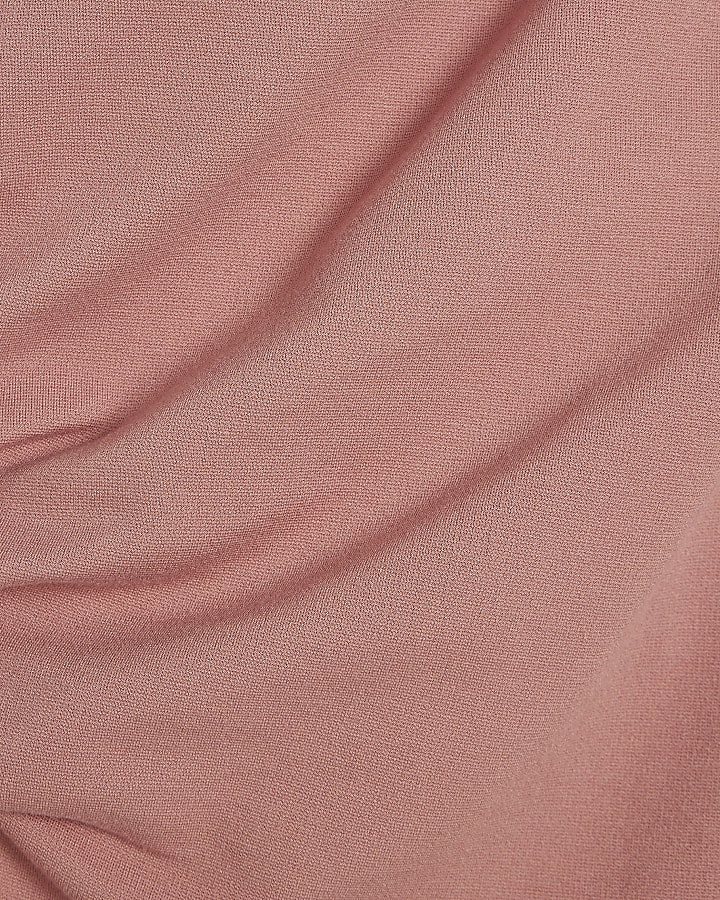 stretch rosa drappeggiato midi dress
