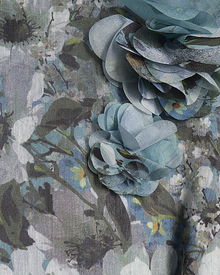 blu floreale 3d corsage midi dress