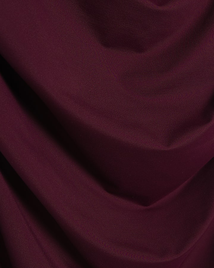 rosso senza maniche increspato midi dress