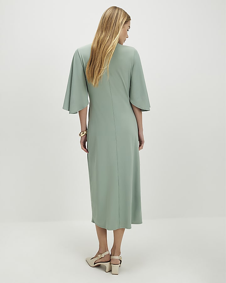 verde e fibbia ad ardiglione in oro midi dress