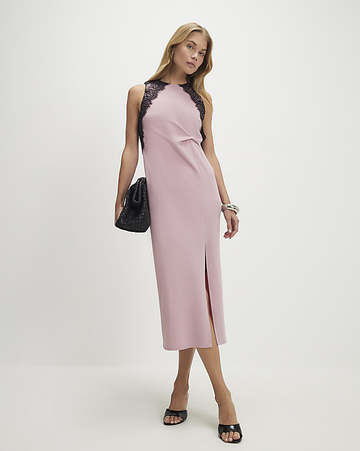 rosa pizzo twist midi dress