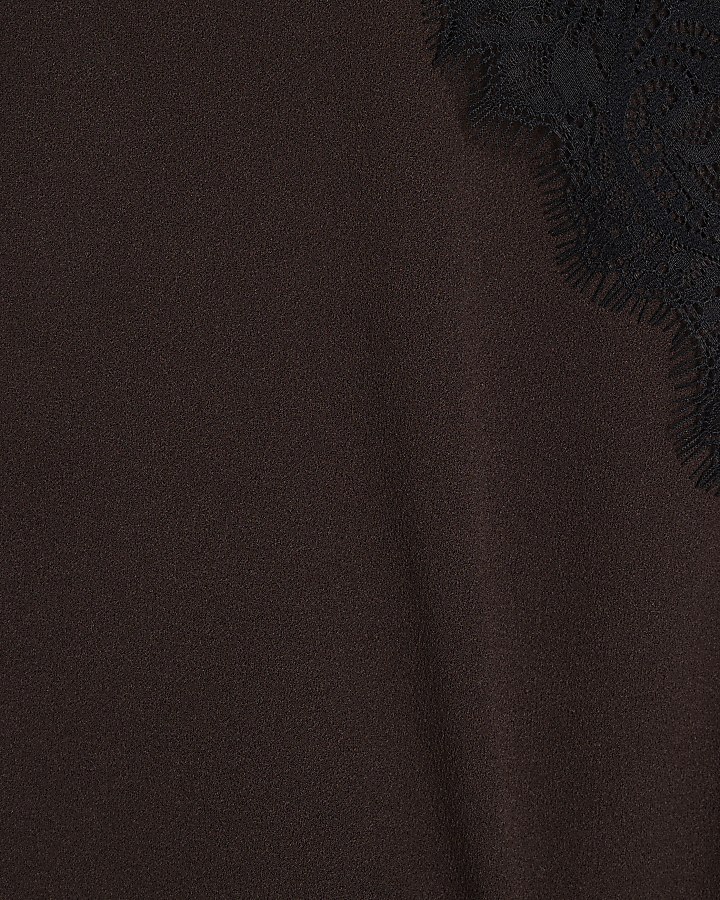 marrone pizzo twist midi dress