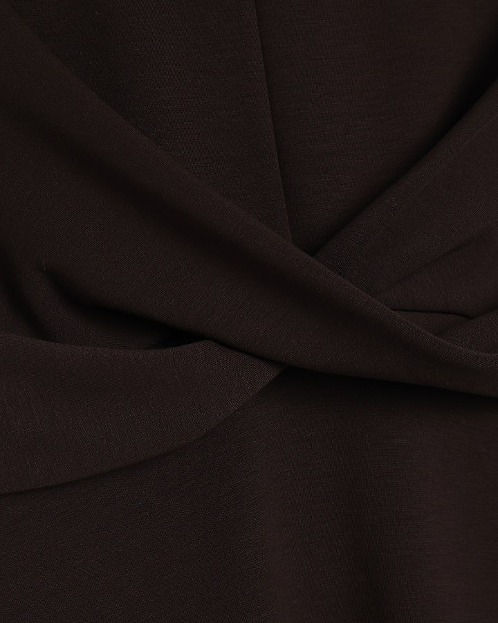 marrone premium torsione anteriore midi dress
