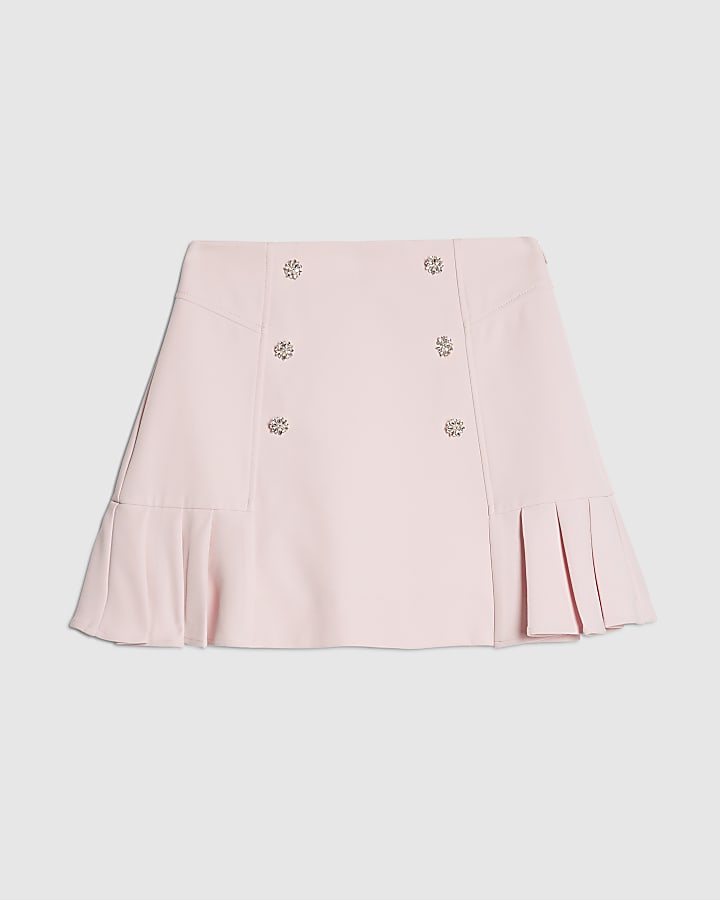rosa diamante mini gonna a pieghe