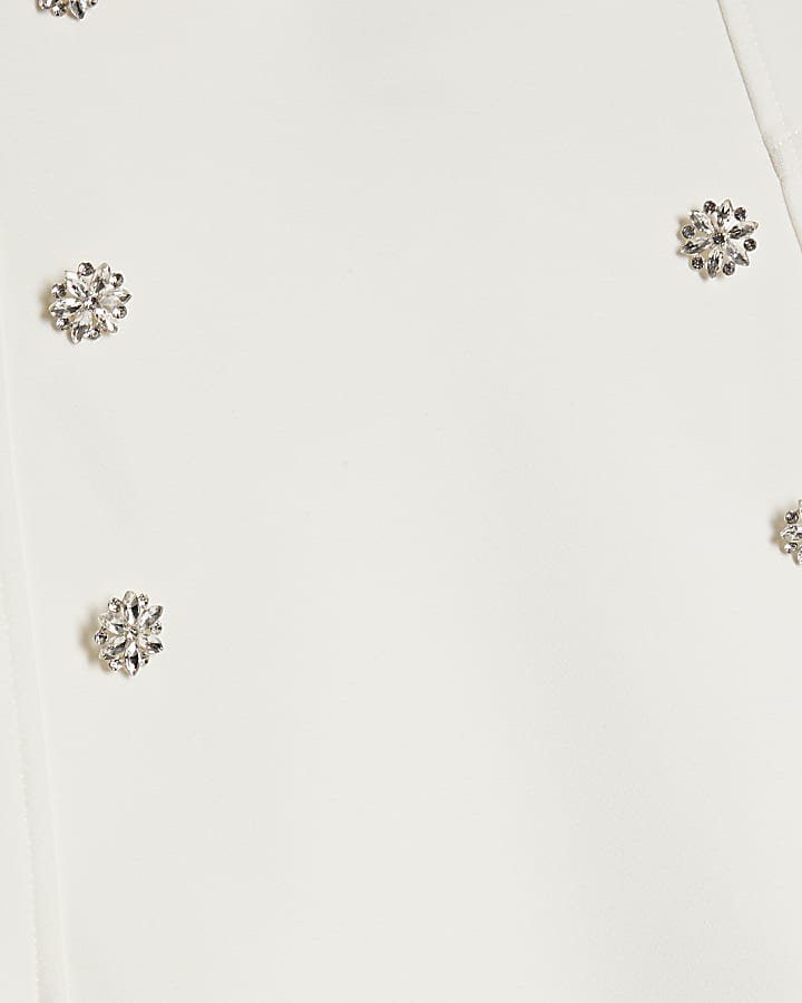 bianco diamante mini gonna a pieghe