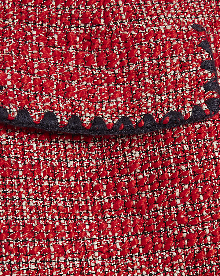rosso whipstitch boucle mini gonna