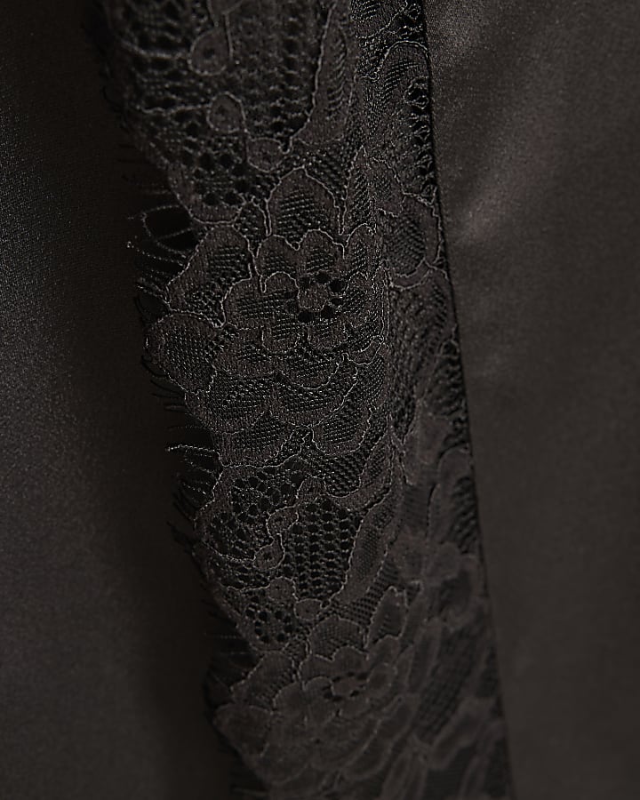 nero pizzo lato torsione midi dress