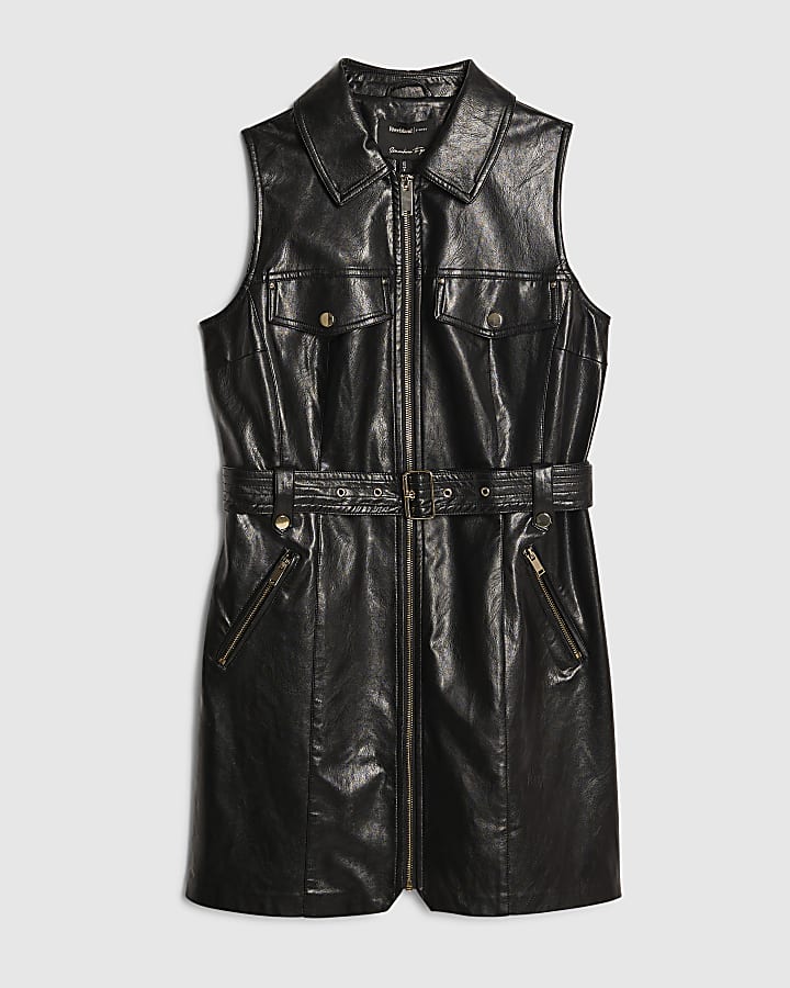nero con cintura in ecopelle shift dress