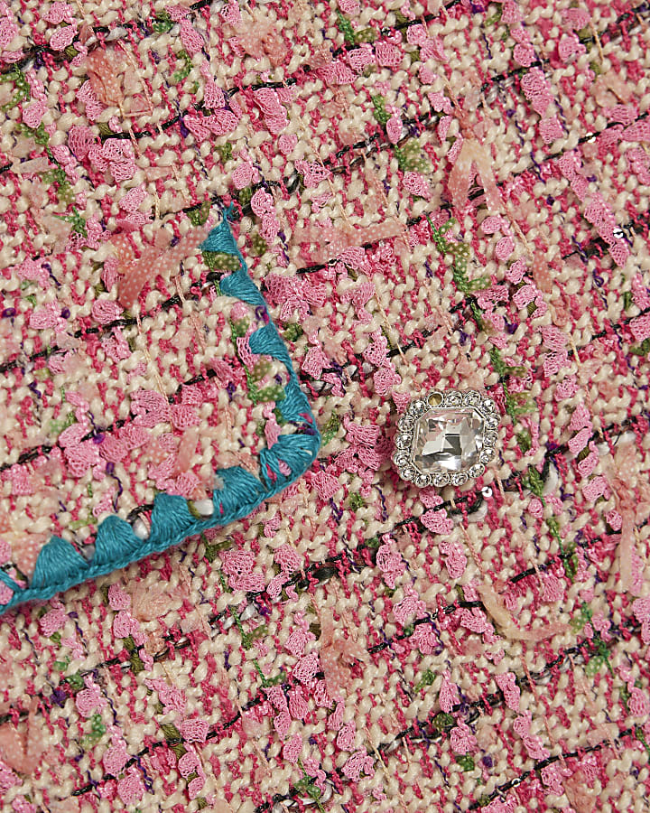 rosa collare boucle whipstitch mini abito