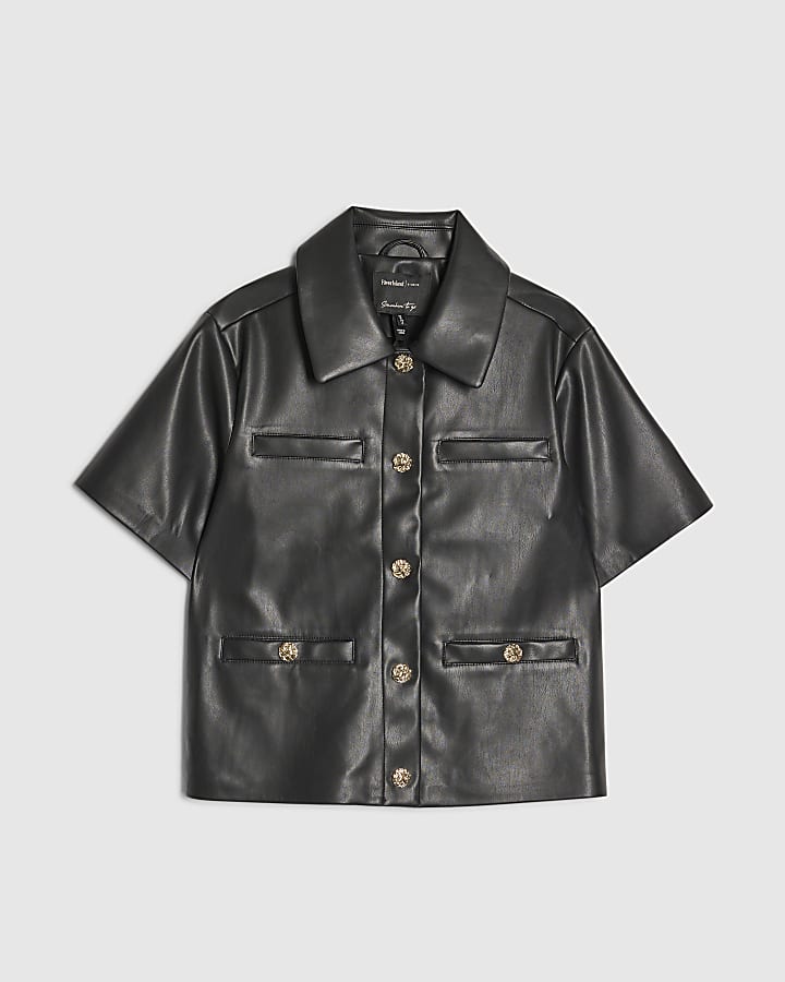 nero ecopelle shirt manica corta