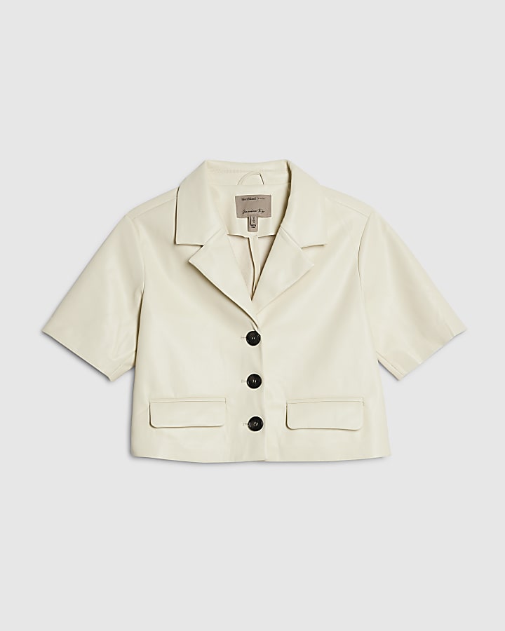 crema ecopelle shirt manica corta