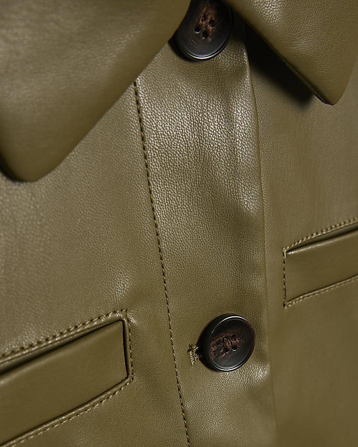 khaki ecopelle shirt