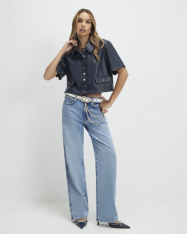 marina ecopelle pettine trim tempestato top