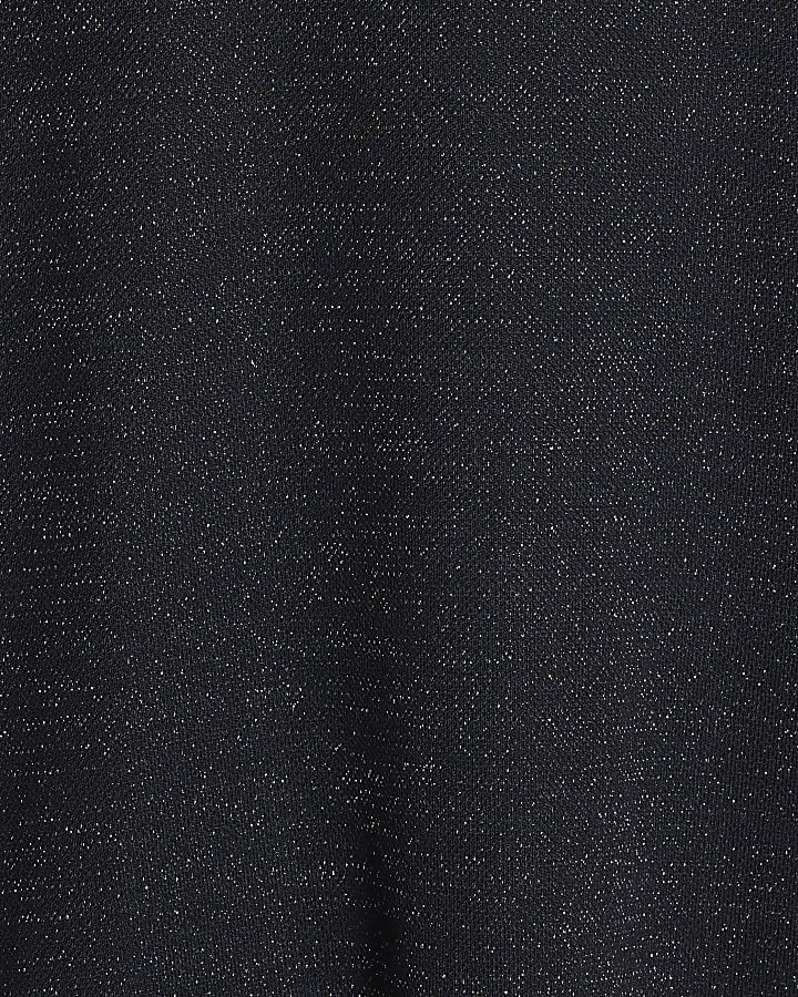 navy collo alto top in glitter