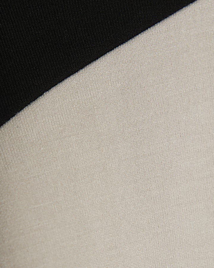 crema manica corta color block collo alto top