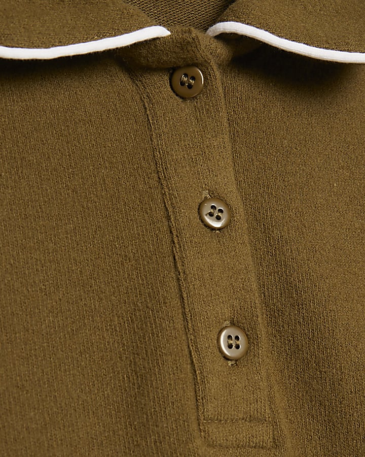 khaki accogliente fit e flare abito mini