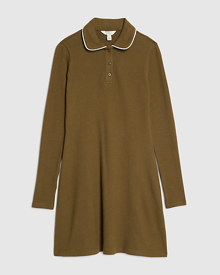 khaki accogliente fit e flare abito mini