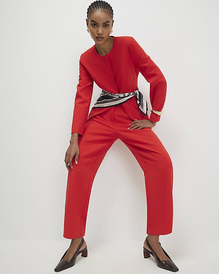 rosso slim gamba dritta pantaloni