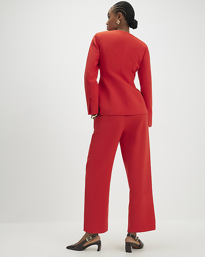 rosso slim gamba dritta pantaloni