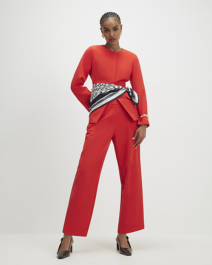 rosso slim gamba dritta pantaloni