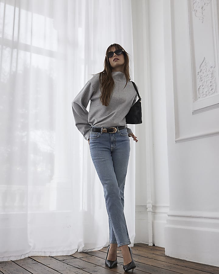 classico blu a vita alta slim fit jeans