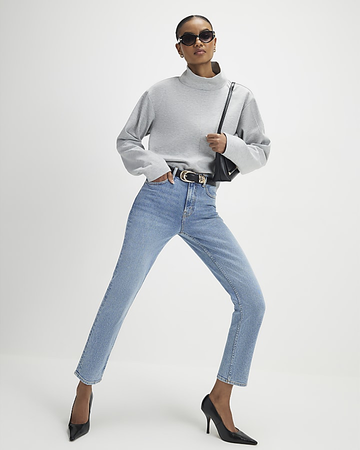classico blu a vita alta slim fit jeans