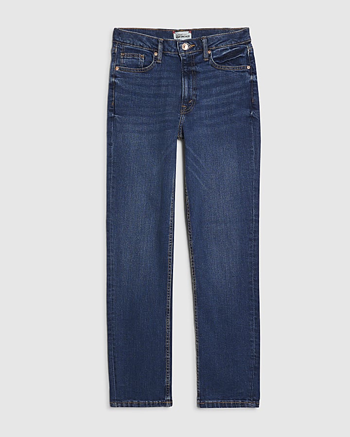 blu scuro classico vita alta slim fit jeans