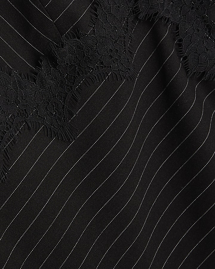 nero pizzo gessato midi dress