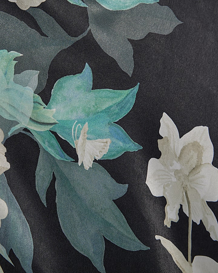 nero con stampa floreale e pizzo abito-sottoveste