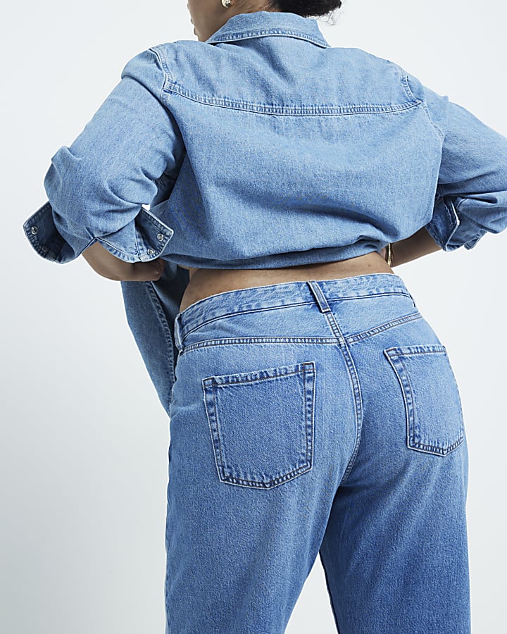 plus blu a vita alta gamba dritta jeans