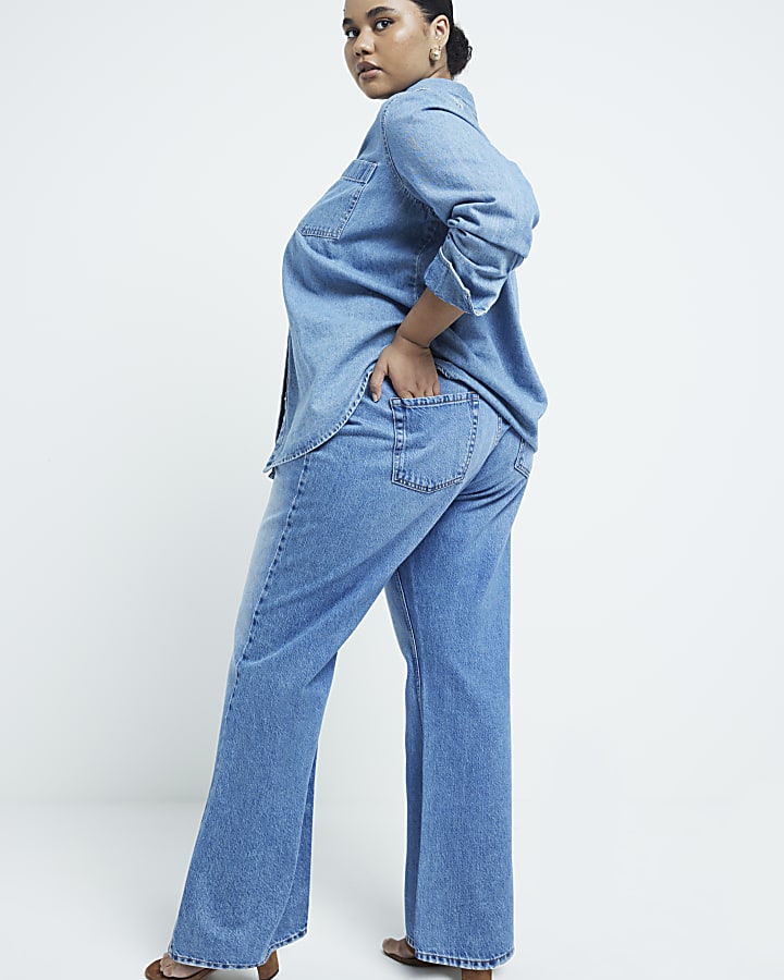 plus blu a vita alta gamba dritta jeans