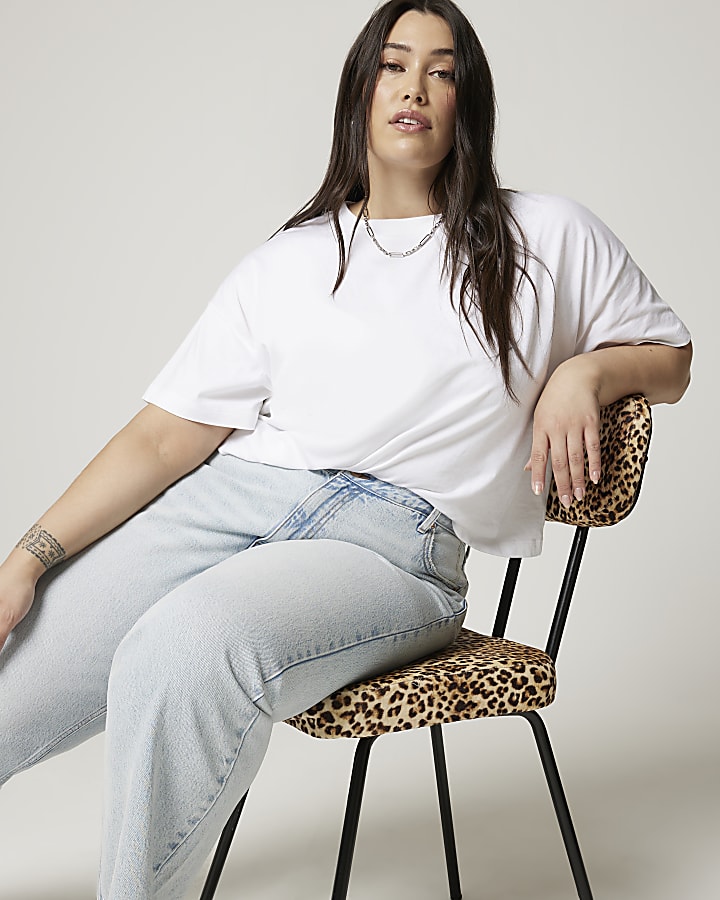 plus blu a vita alta relaxed straight jeans