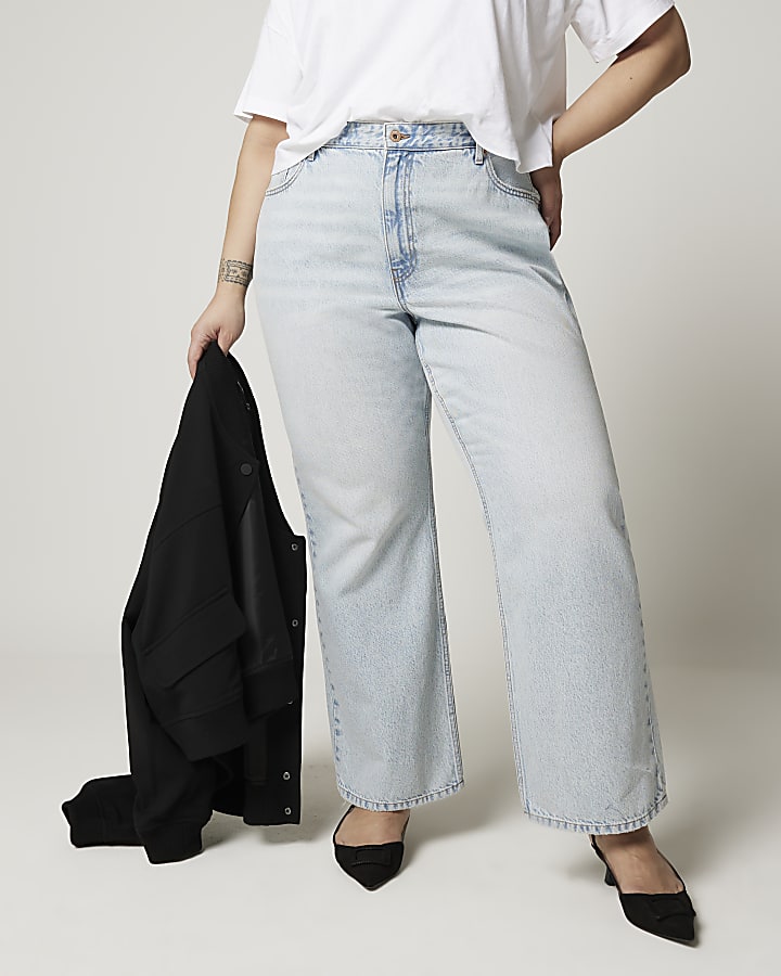plus blu a vita alta relaxed straight jeans