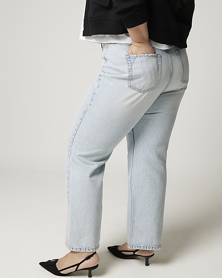 plus blu a vita alta relaxed straight jeans