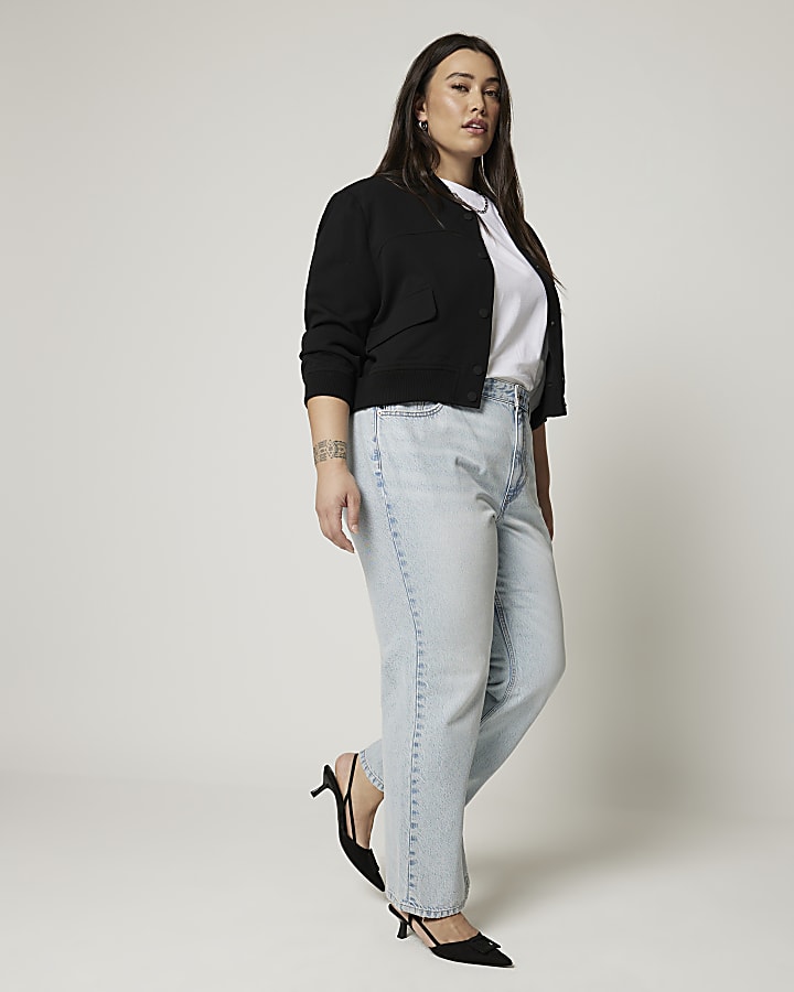 plus blu a vita alta relaxed straight jeans