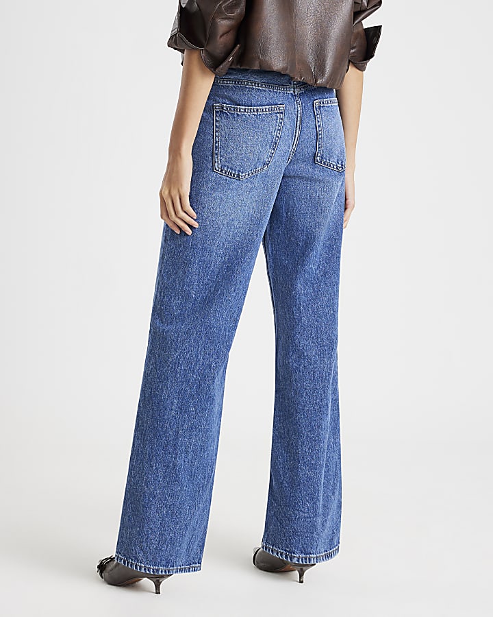 blu a vita alta relaxed straight leg jeans