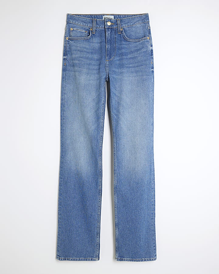 blu a vita alta elasticizzato straight leg jeans
